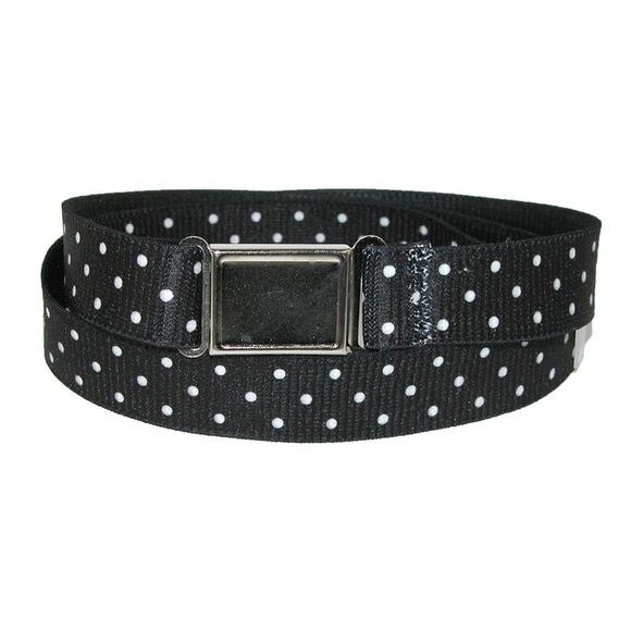 CTM Women's Plus Size No Show Buckle Stretch Belt with Polka Dots - Picture 1 of 1